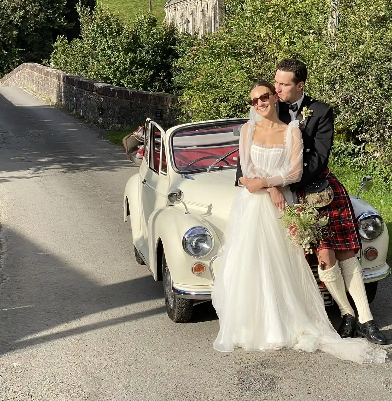 Classic Vintage Wedding Cars and Vehicles Glasgow Edinburgh Scotland Morris Minor Convertible Borders Portrait