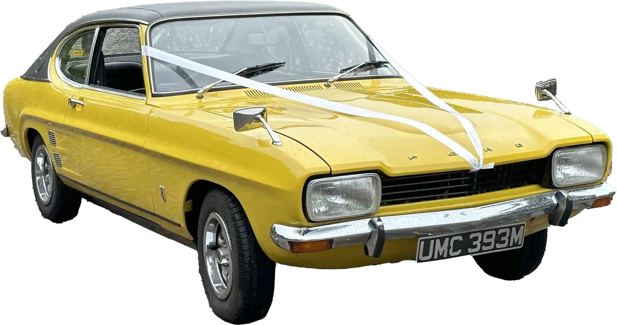 Classic Wedding Vehicle Scotland UK Car Ford Capri Mk1 2000 GT 1973 Brig o' Doon Front OS Trns