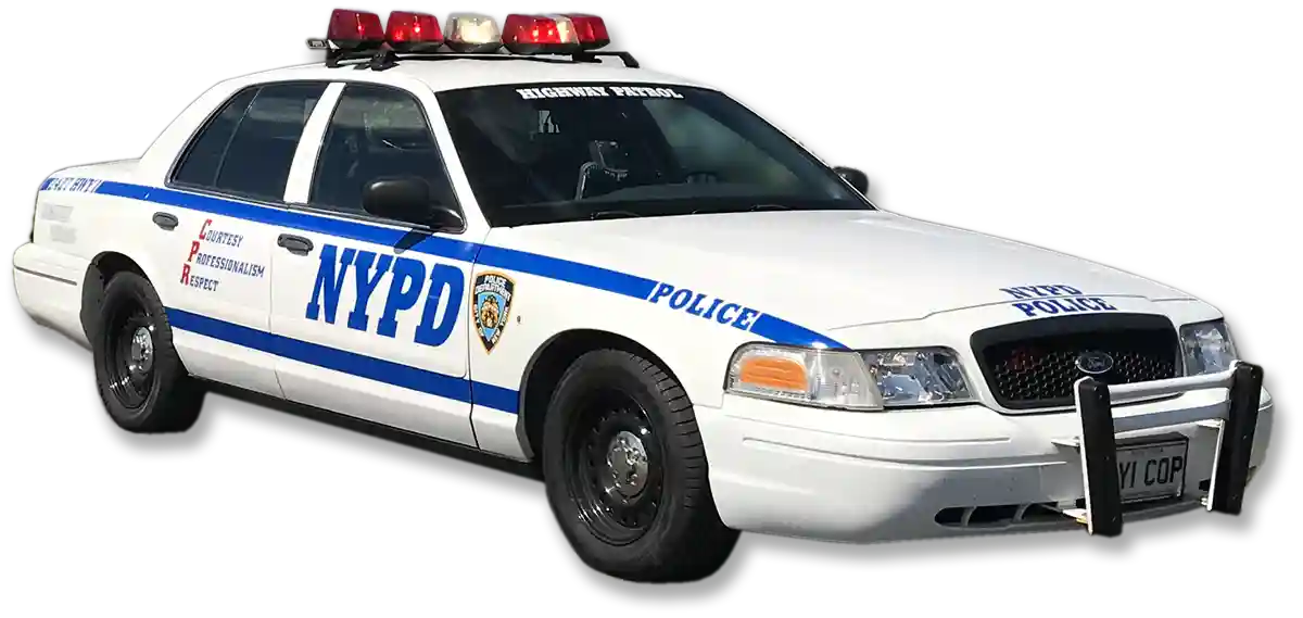 TV and Movie Classic Wedding Car Hire NYPD Police Car at Stirling Castle 1200px