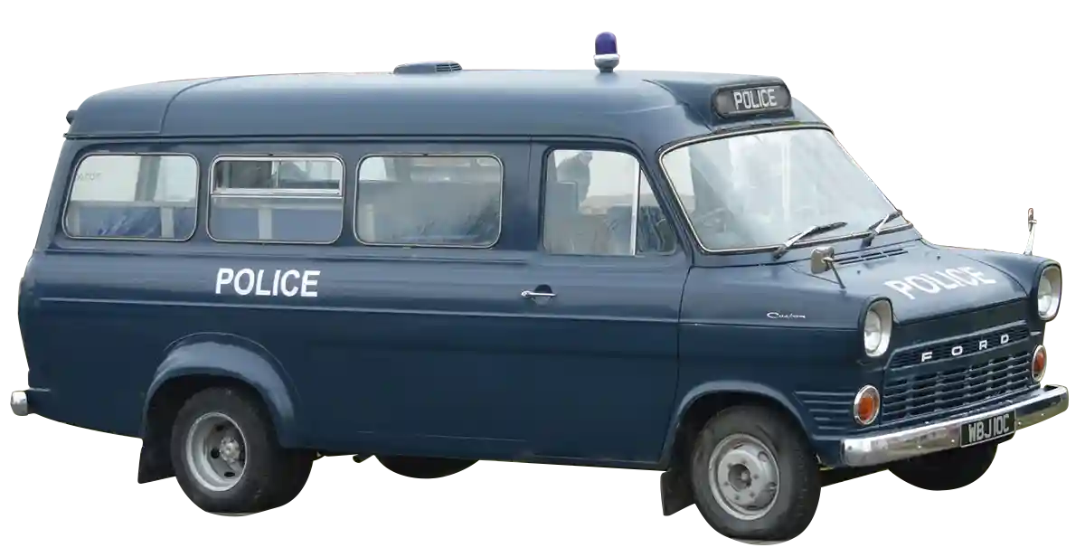 TV and Movie Classic Wedding and Event Car Hire Ford Transit Police Mini Bus Mk1 1974